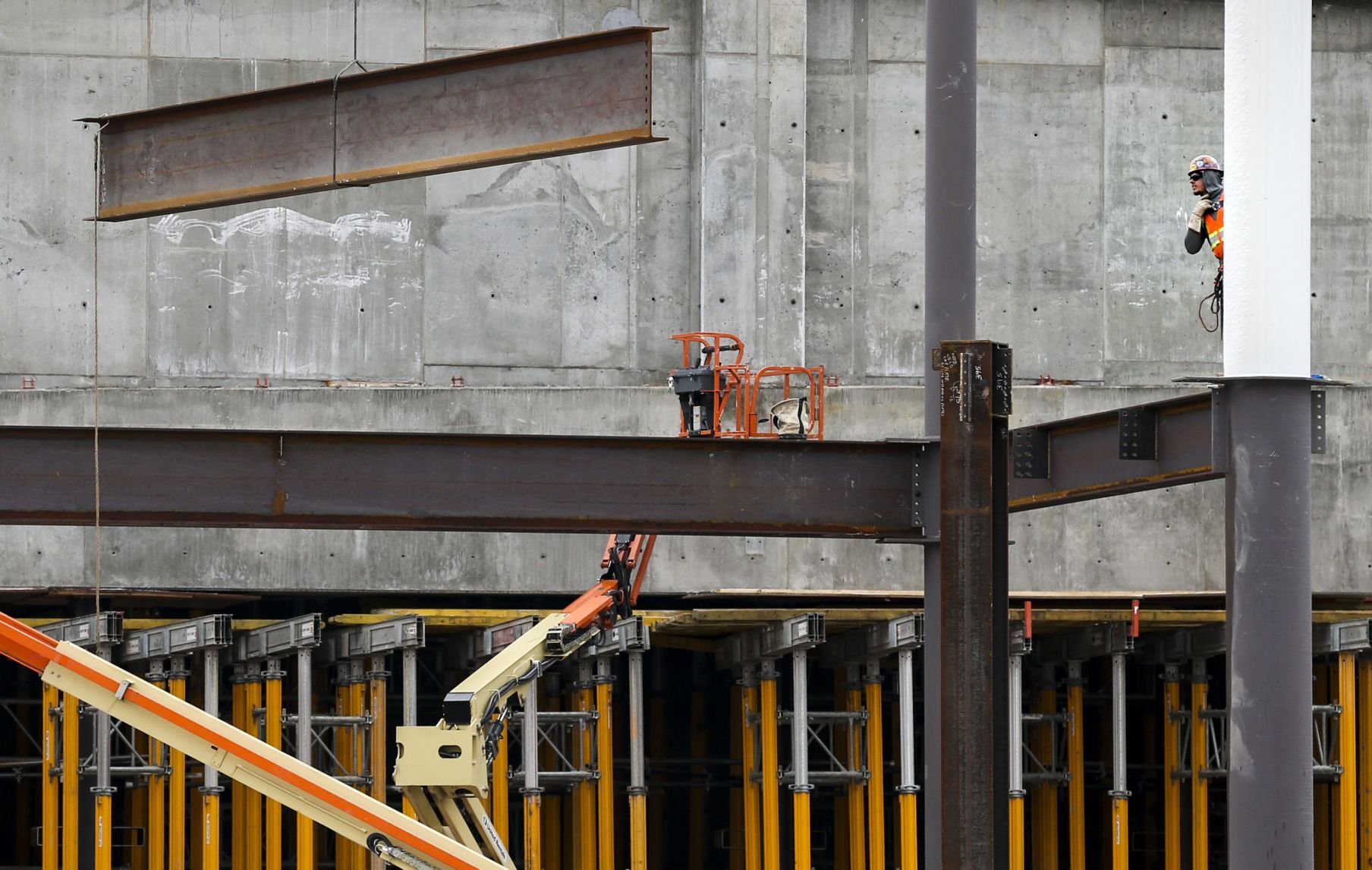 Beams going up on soccer stadium
